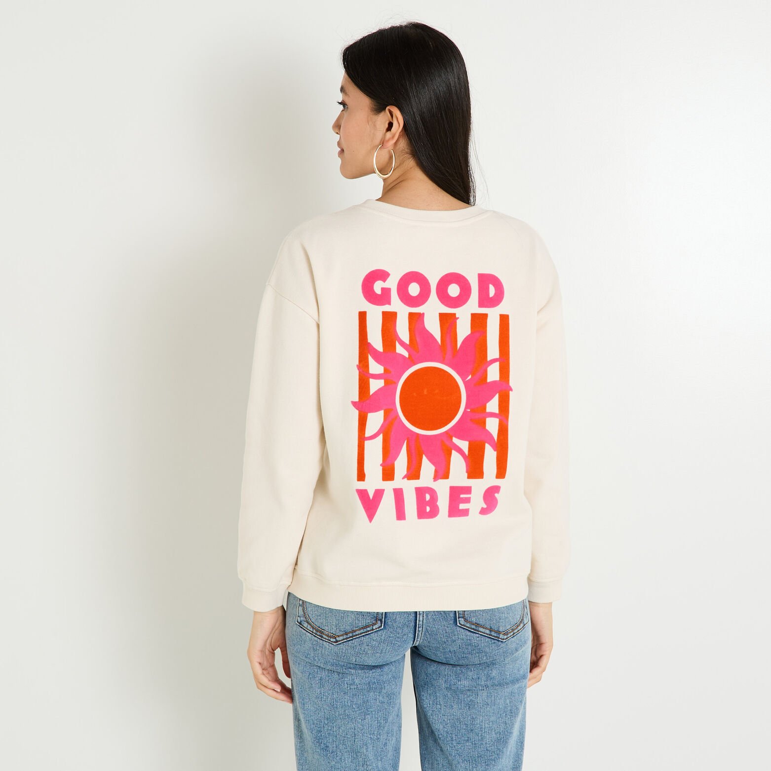 Sweat print good vibes femme