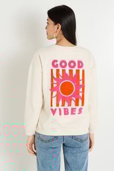 Sweat print good vibes femme