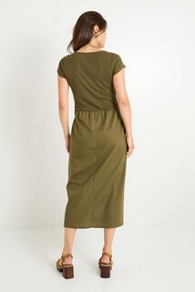 Robe évasée bi-matière à poches 