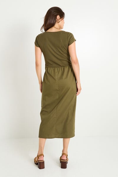 Robe évasée bi-matière à poches 