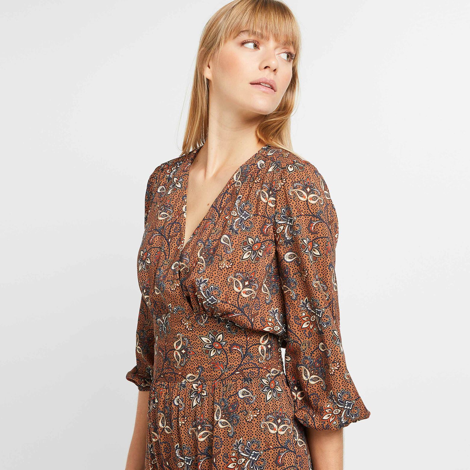 Robe mi longue imprimée femme