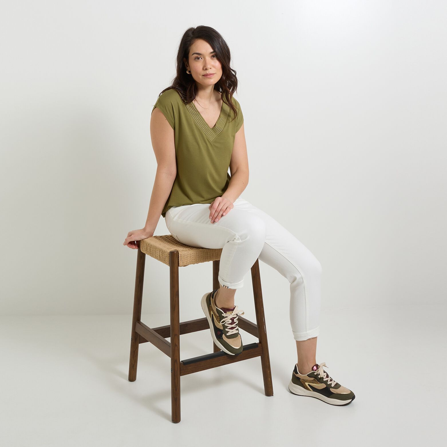 T-shirt col V femme