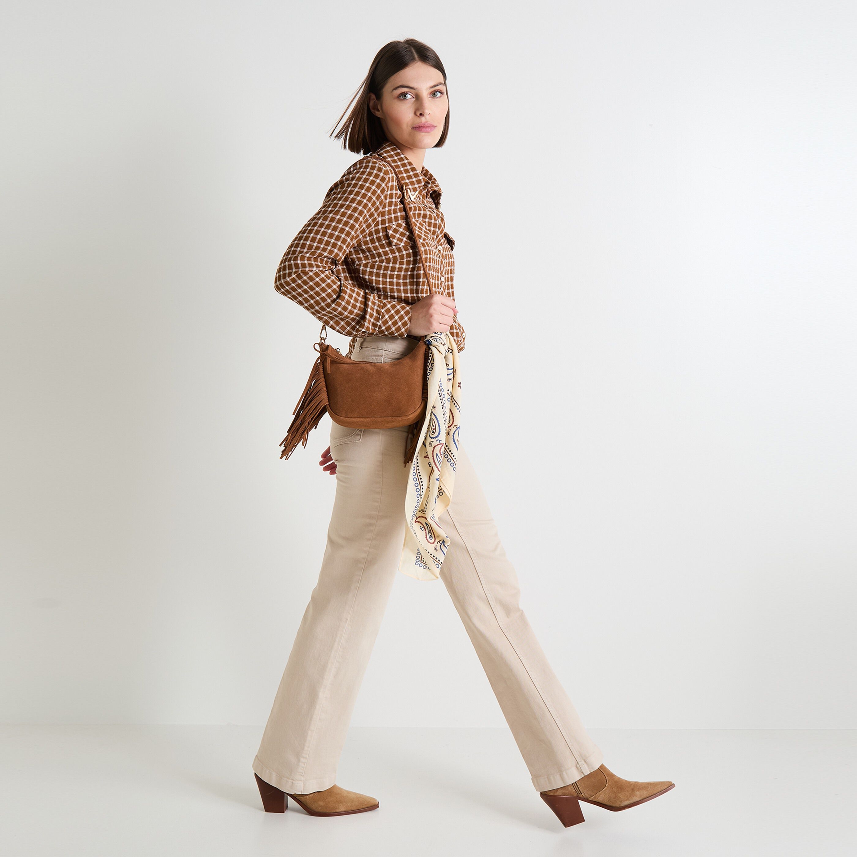 Chemisier &agrave; carreaux femme