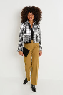 Veste tweed col chemise femme