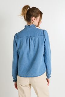 Chemise en denim à col montant femme