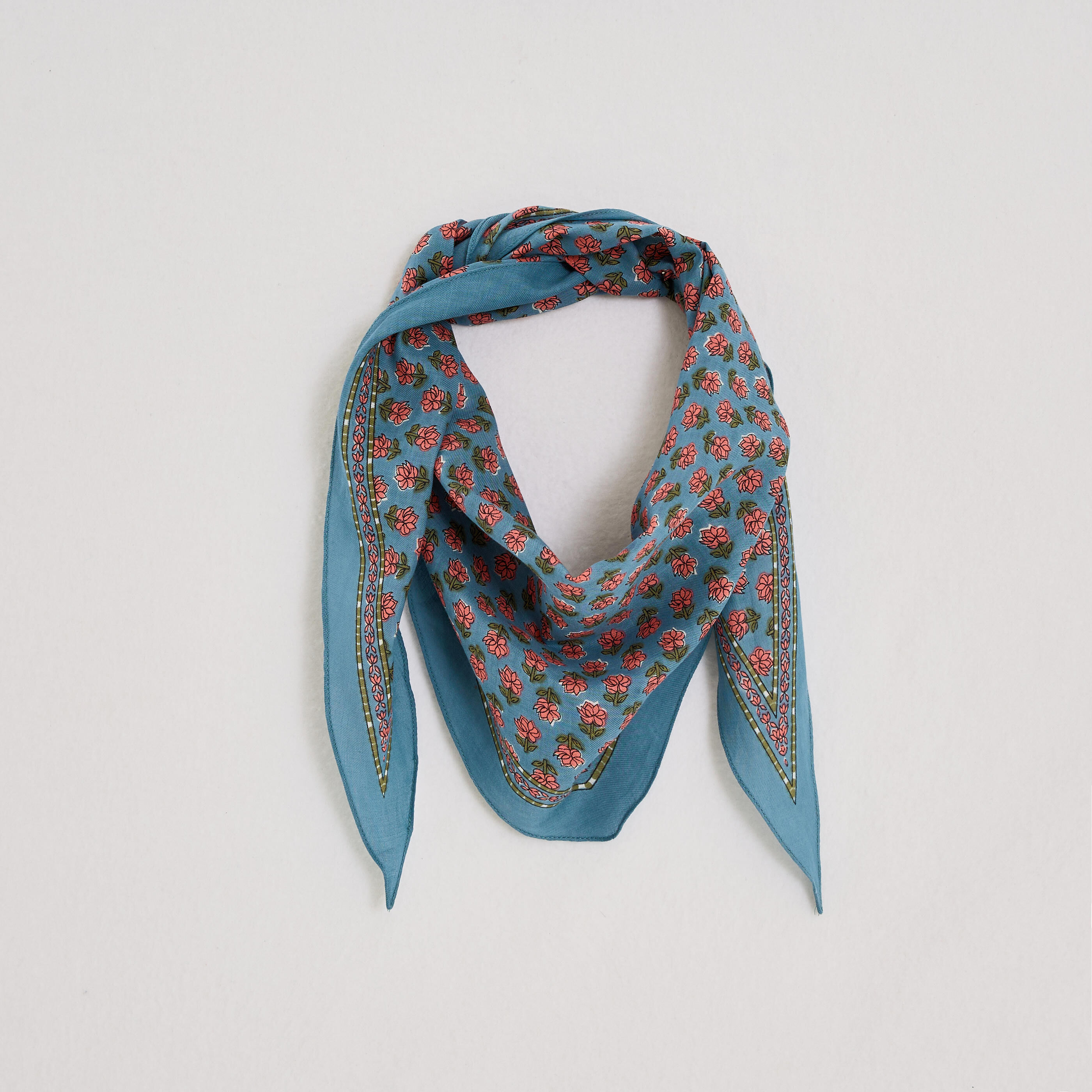 Foulard losange imprim&eacute; floral femme