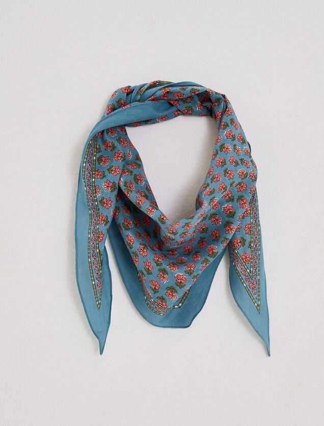 Foulard en coton imprim&eacute; fleuri femme
