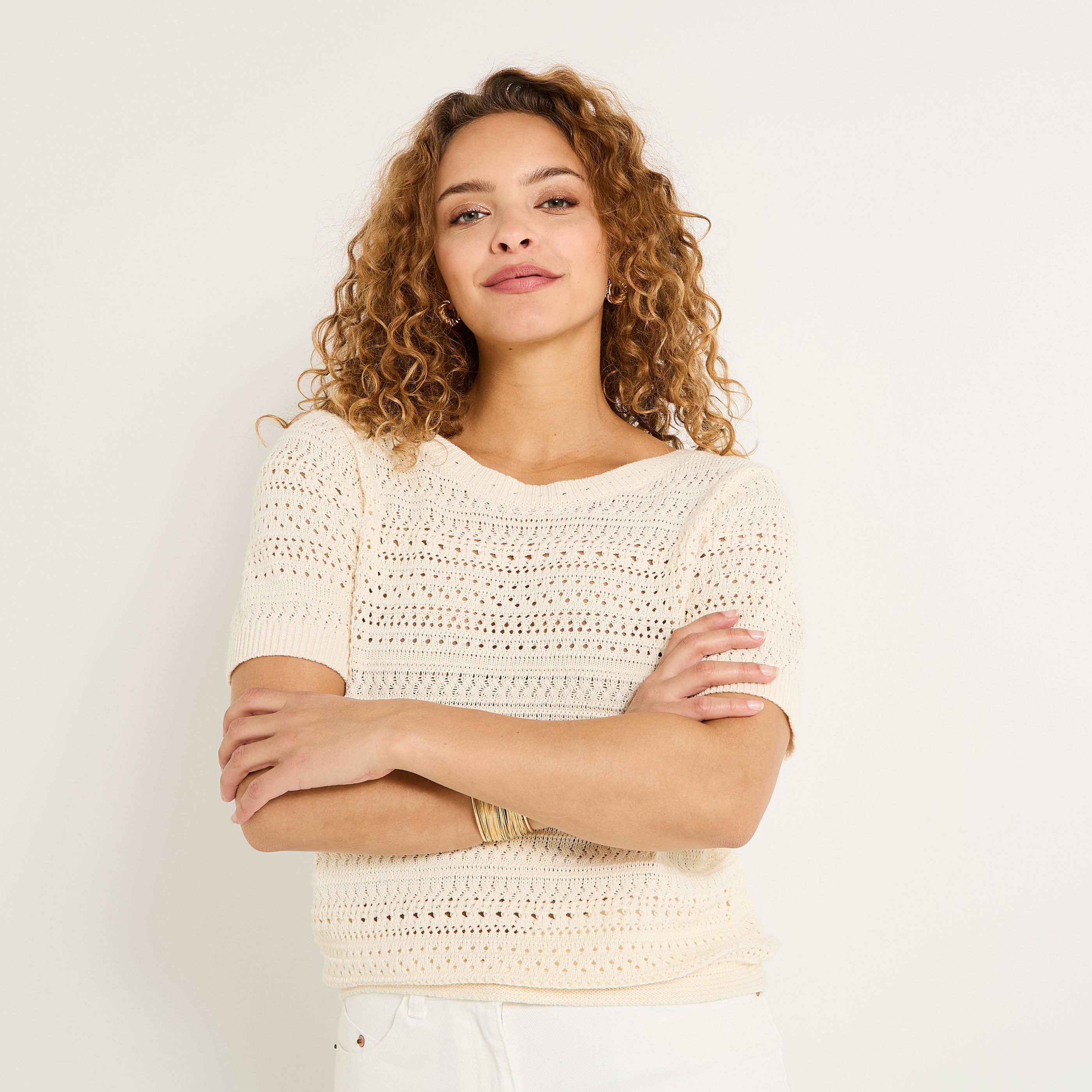Pull en crochet femme