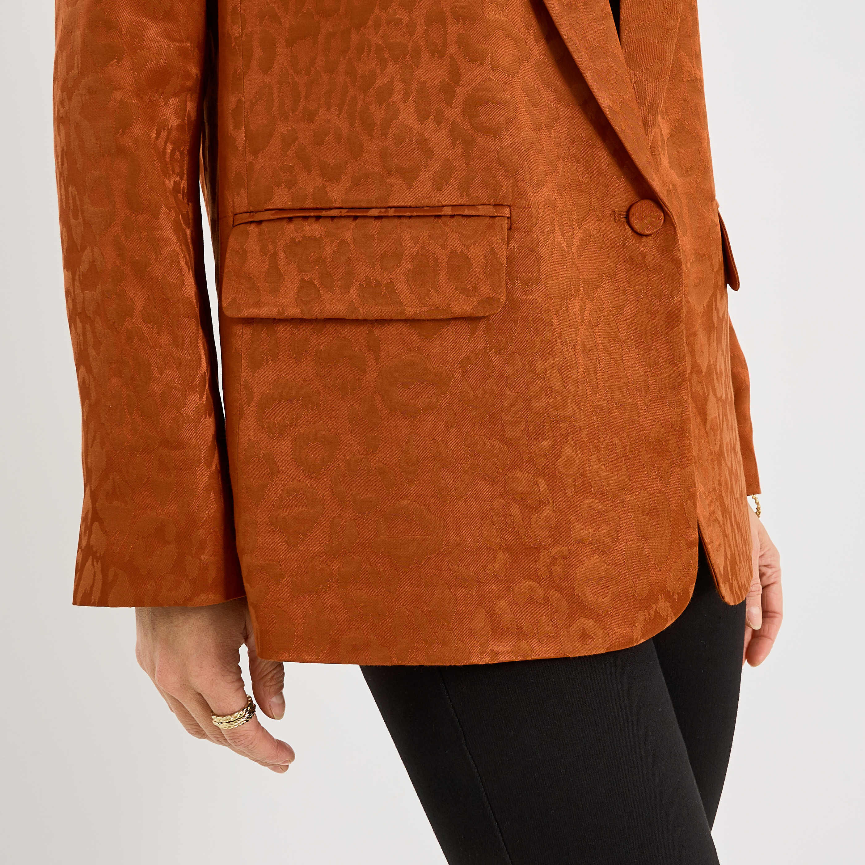 Blazer droit motif jacquard femme