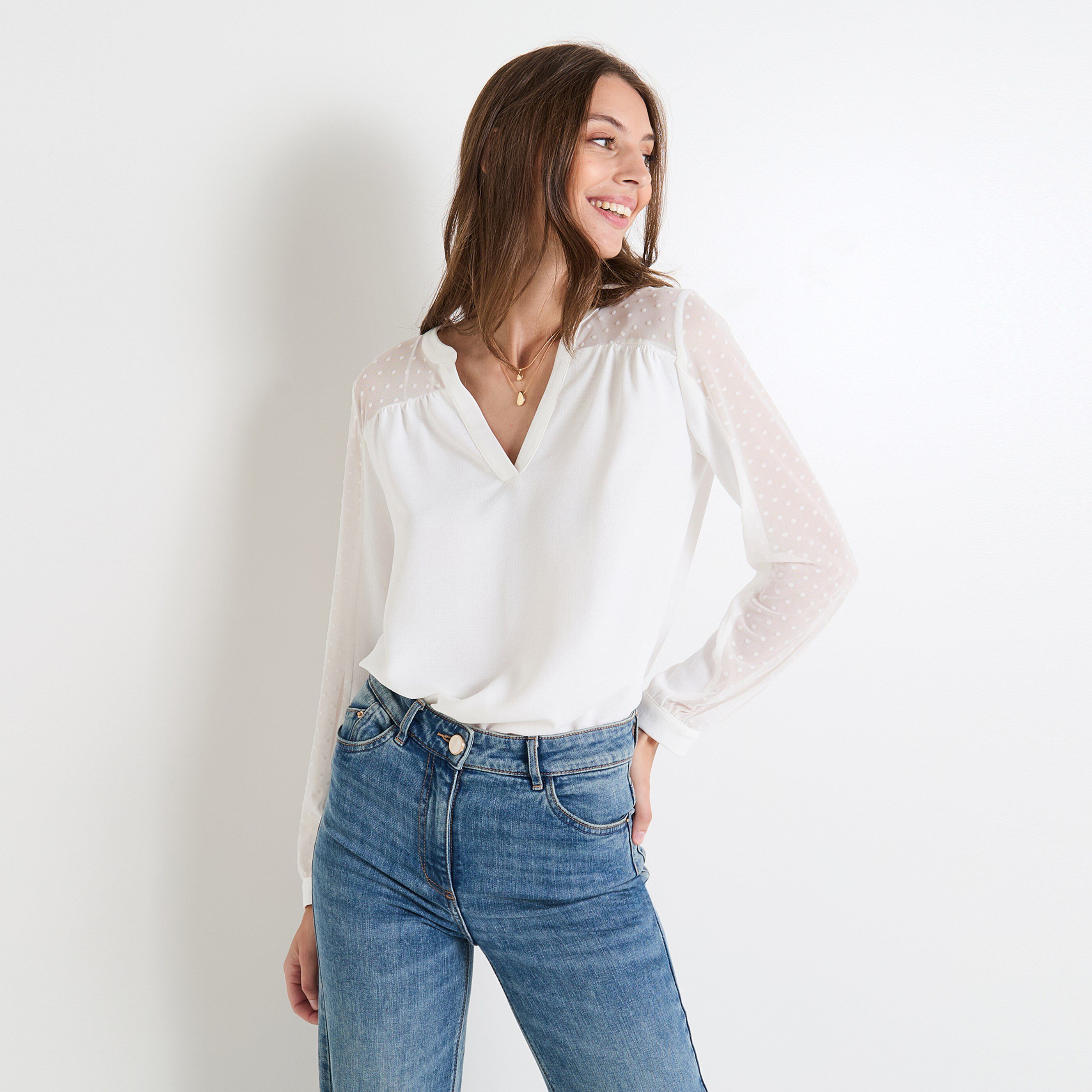 Blouse col V femme