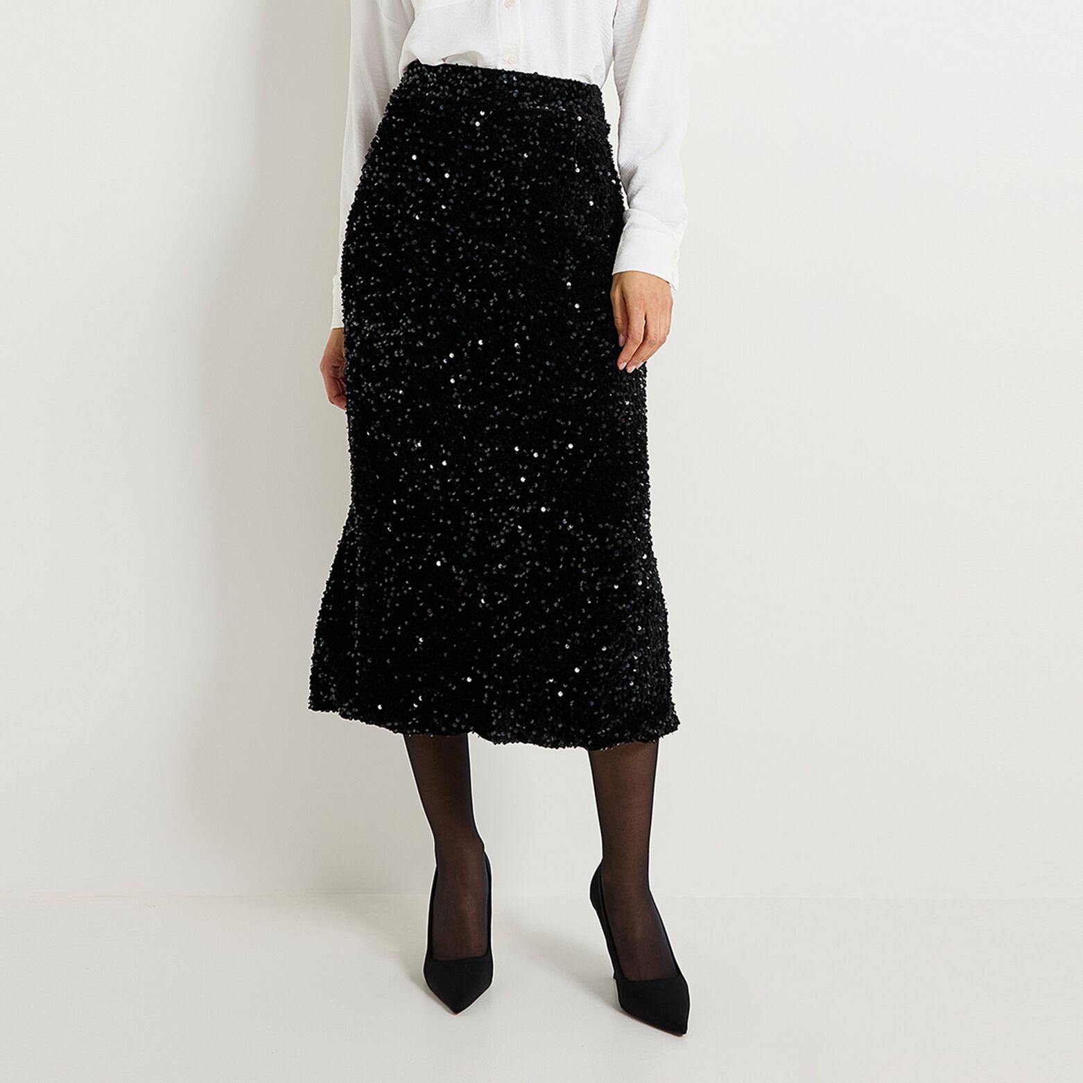 Jupe velours sequins femme