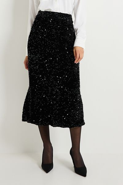 Jupe velours sequins femme