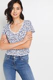 T-shirt imprimé col V femme