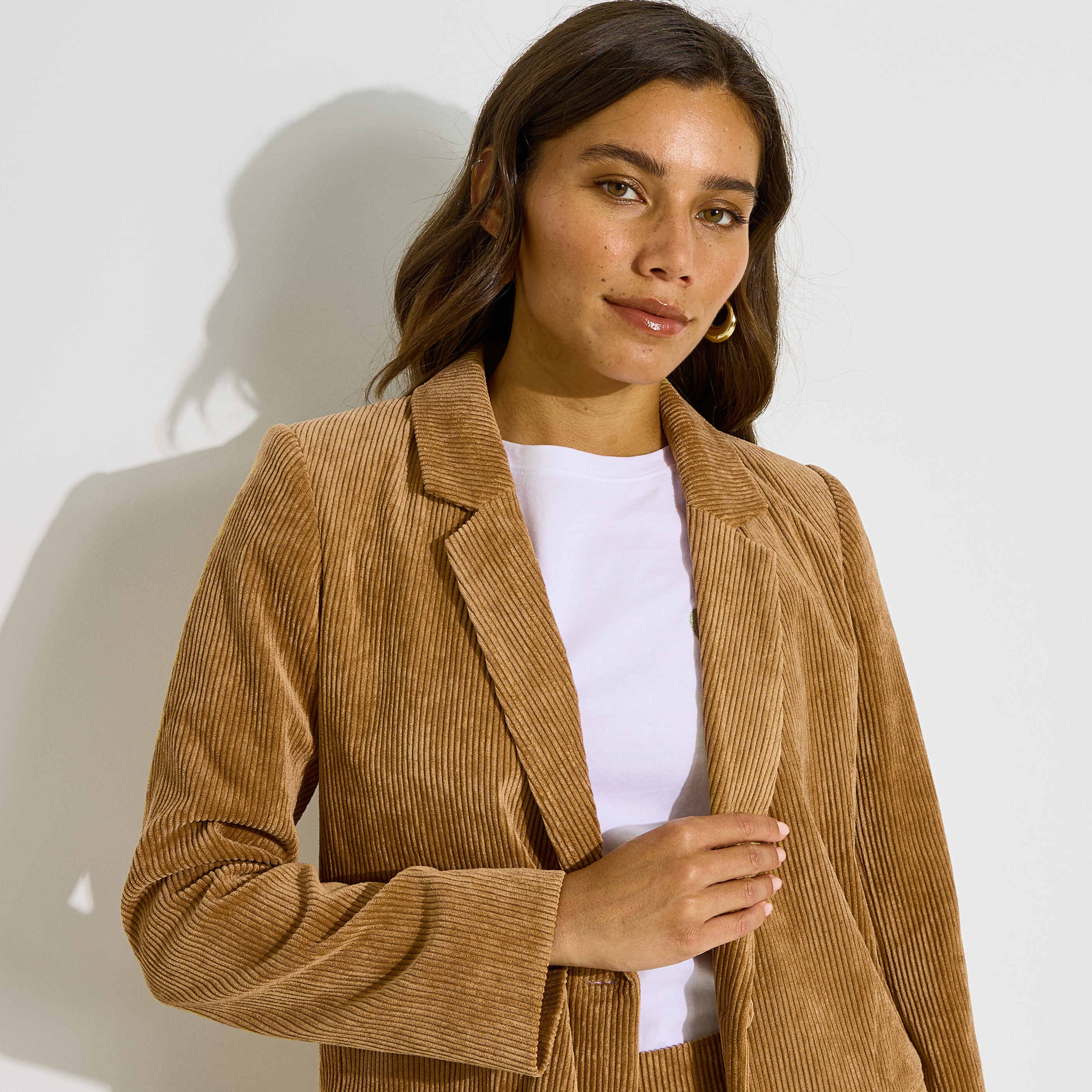 Veste blazer en velours c&ocirc;tel&eacute; femme