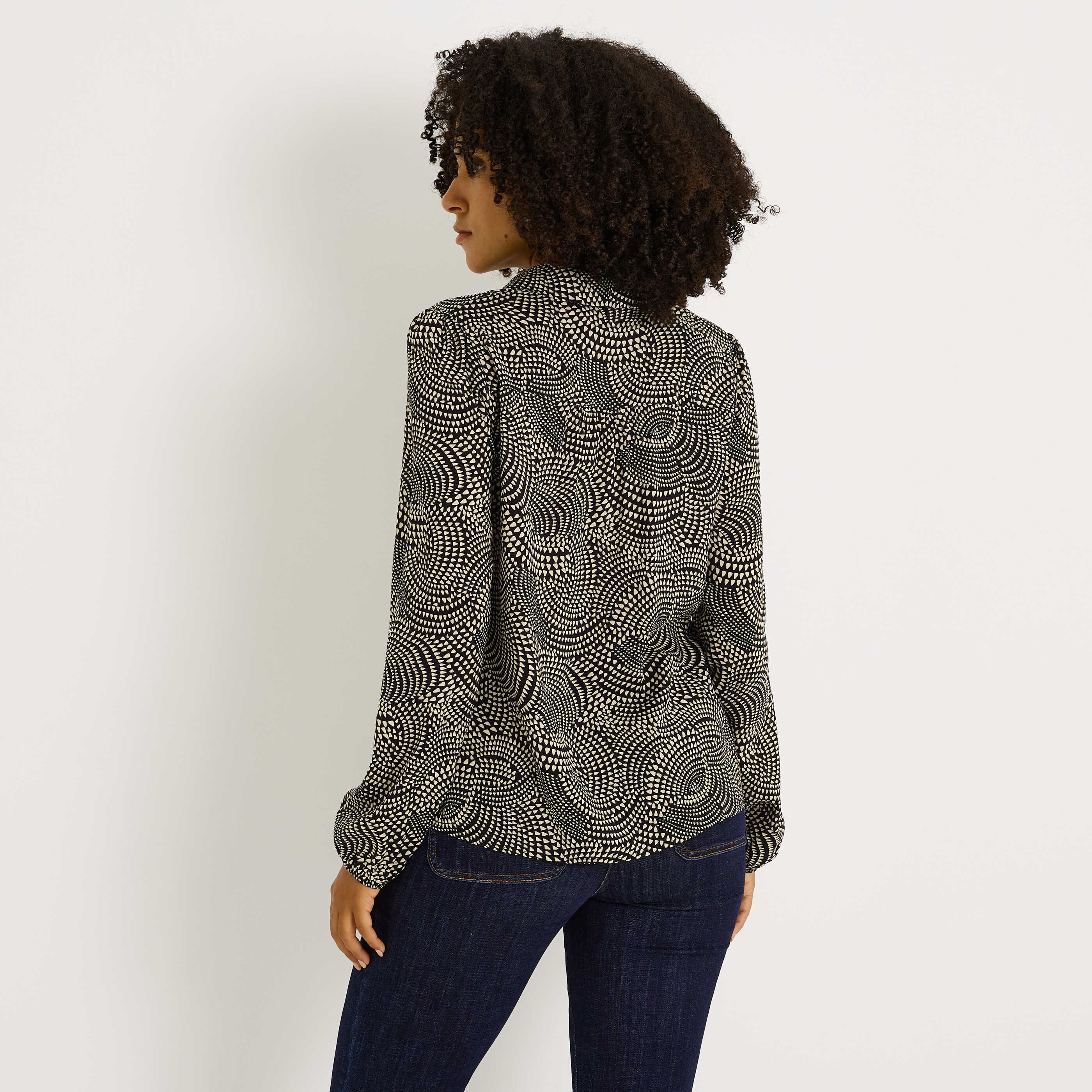 Blouse imprim&eacute; bicolore femme