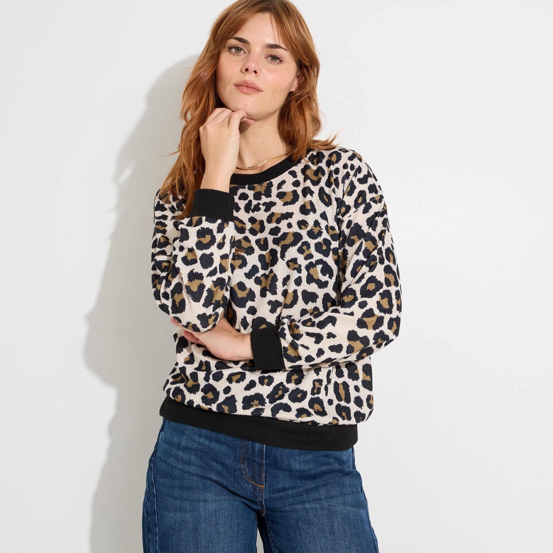 Sweat imprim&eacute; l&eacute;opard femme