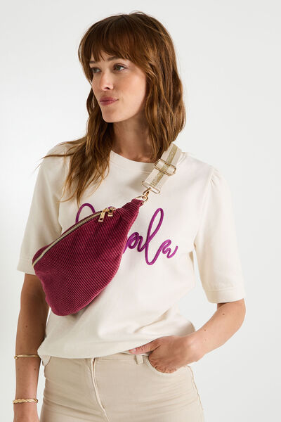 Sac banane uni en velours femme