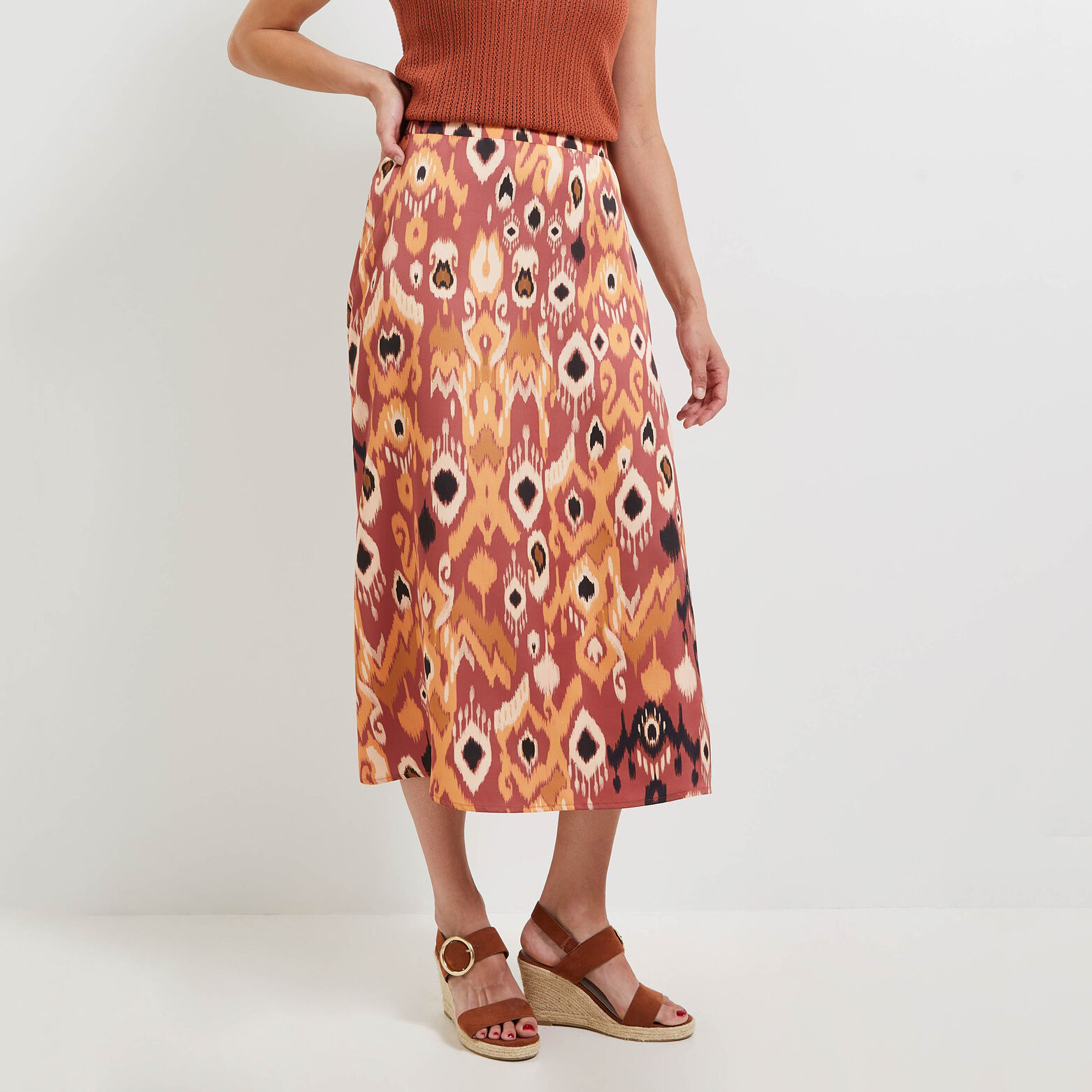 Jupe longue satin femme