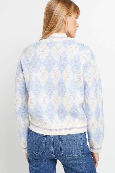 Pull Jacquard col montant femme