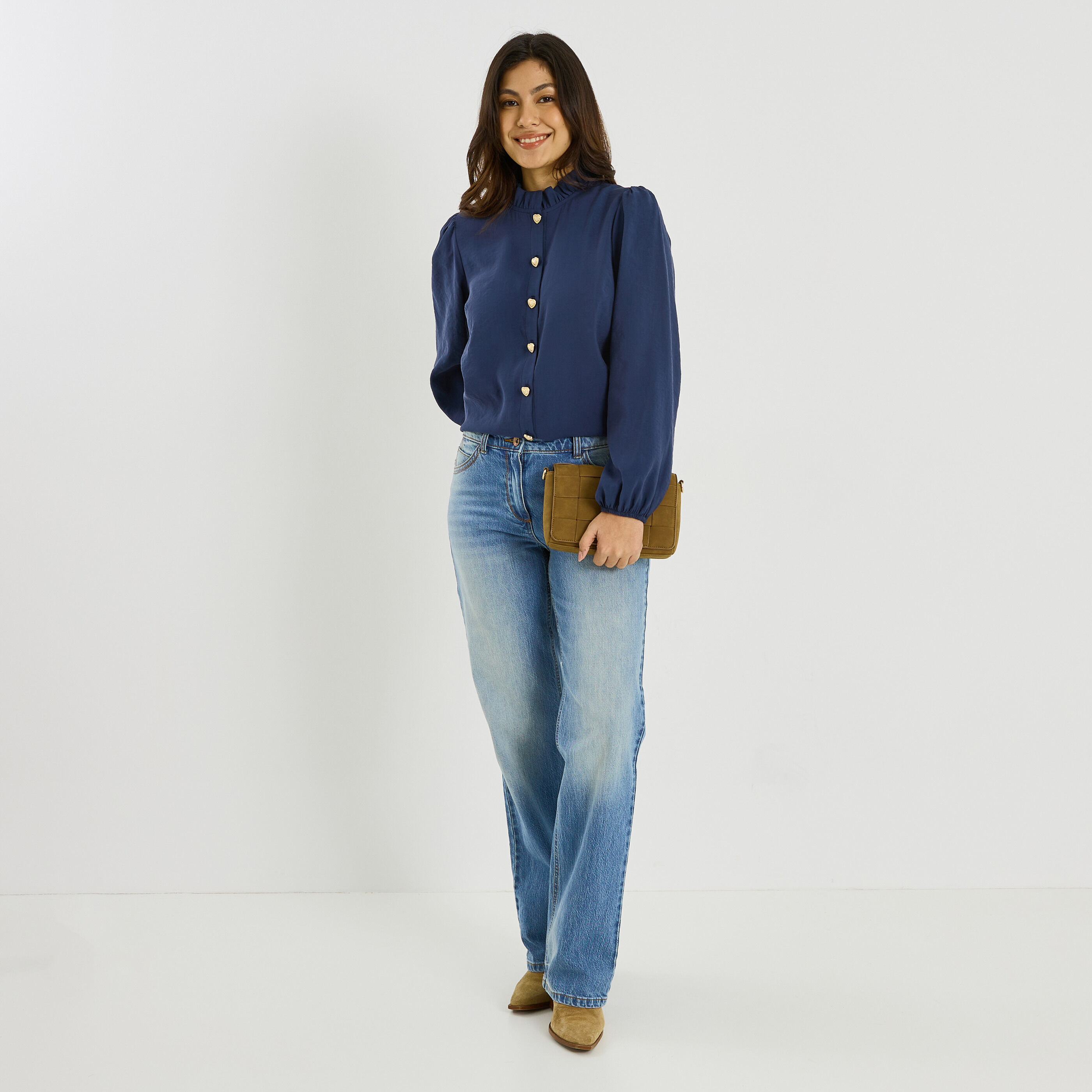 Chemise boutons c&oelig;urs femme