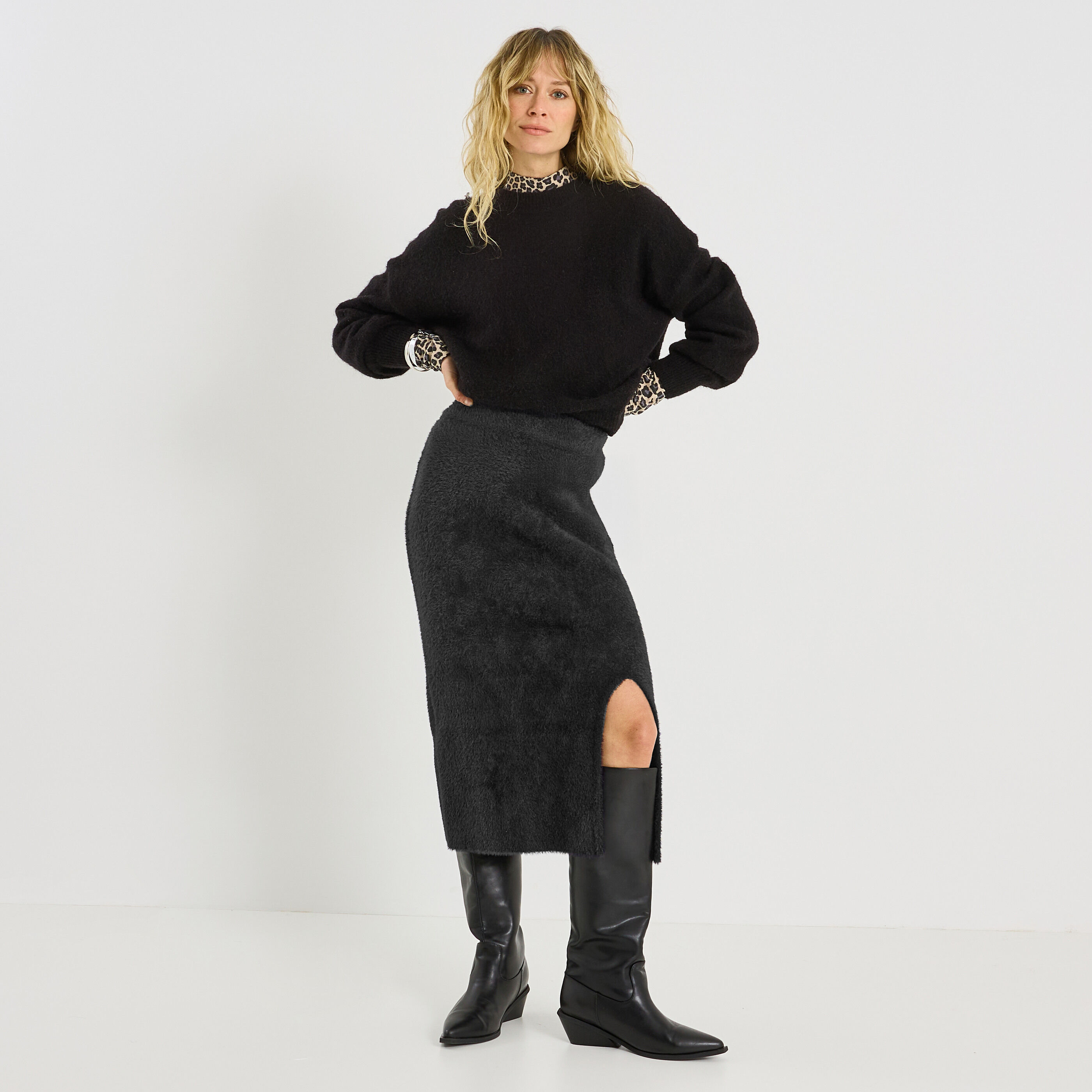 Jupe tube fluffy femme