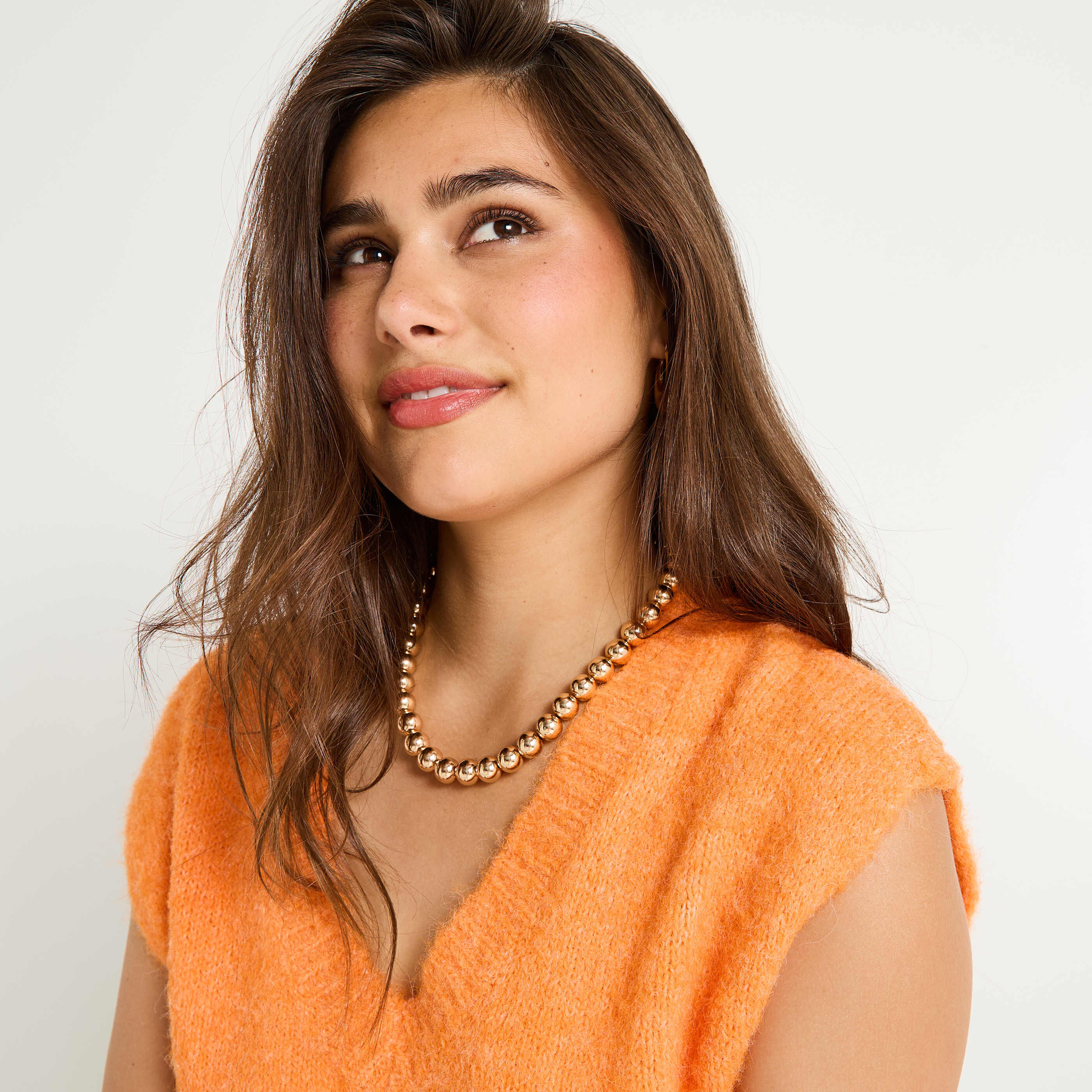 Pull sans manches col V femme