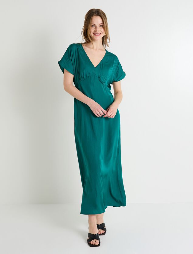 Robe longue satinée femme