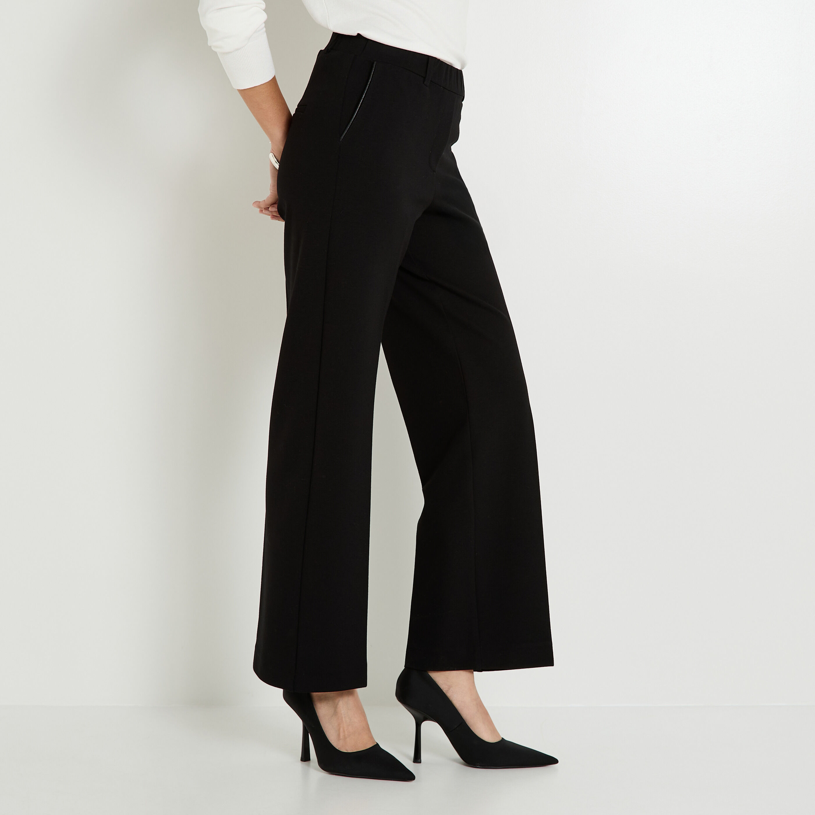 Pantalon large en maille femme
