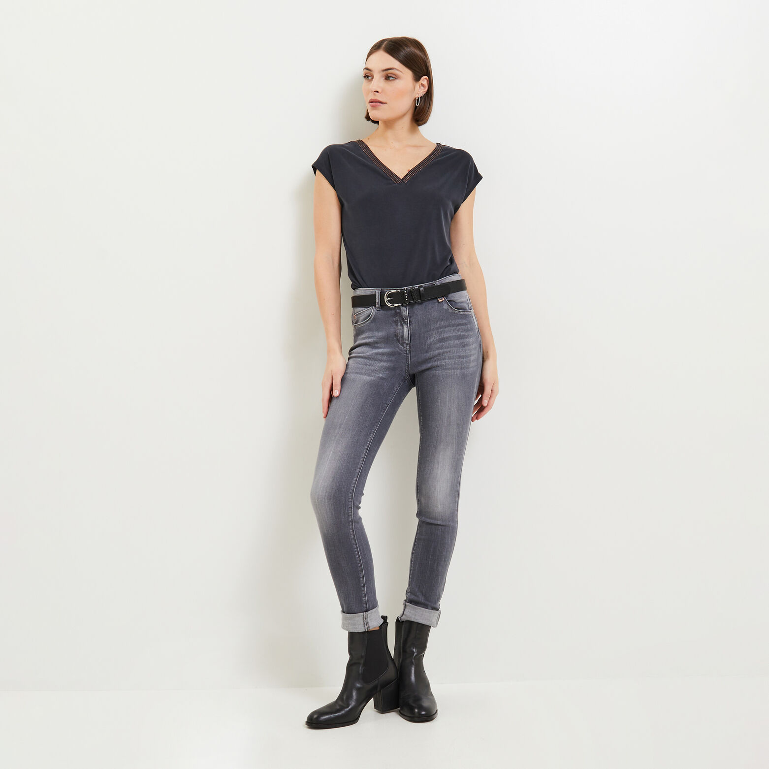 Tshirt col V femme