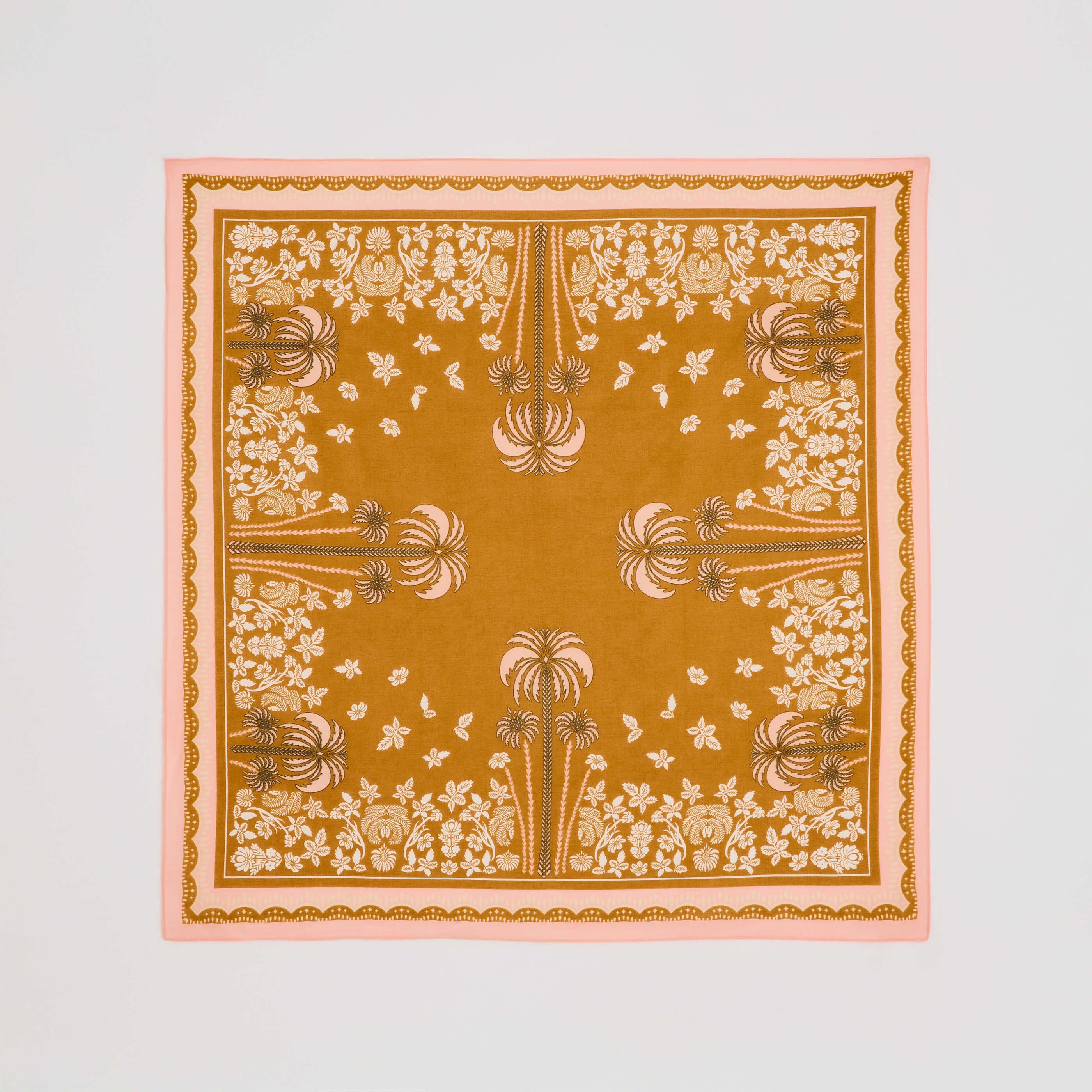 Foulard carr&eacute; imprim&eacute; palmiers femme