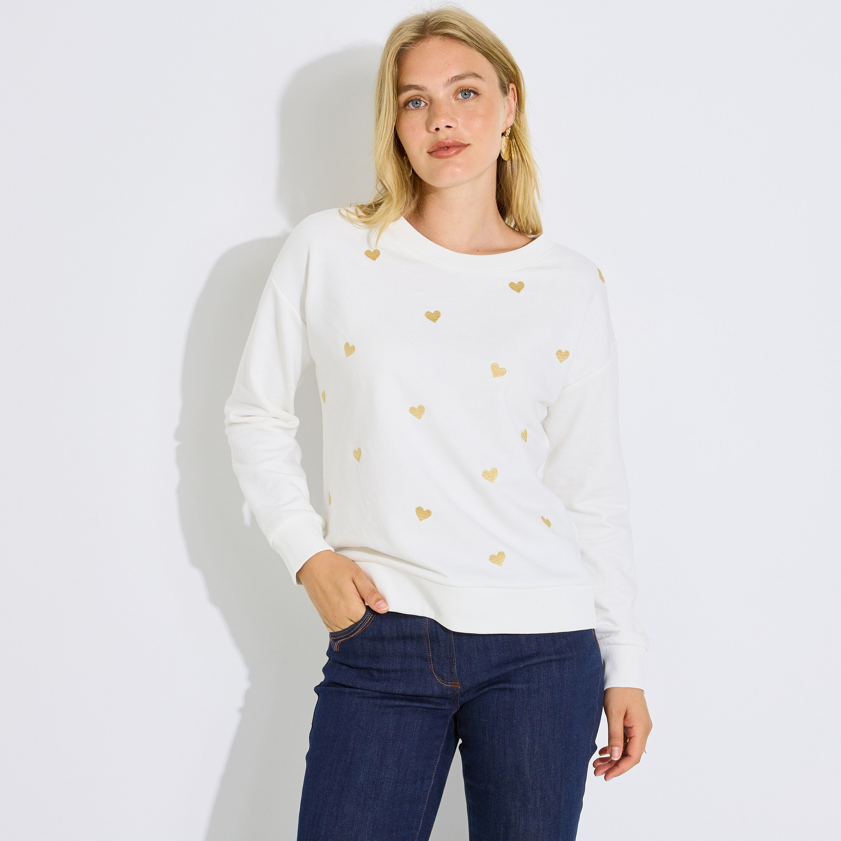 Sweat c&oelig;urs brod&eacute;s femme