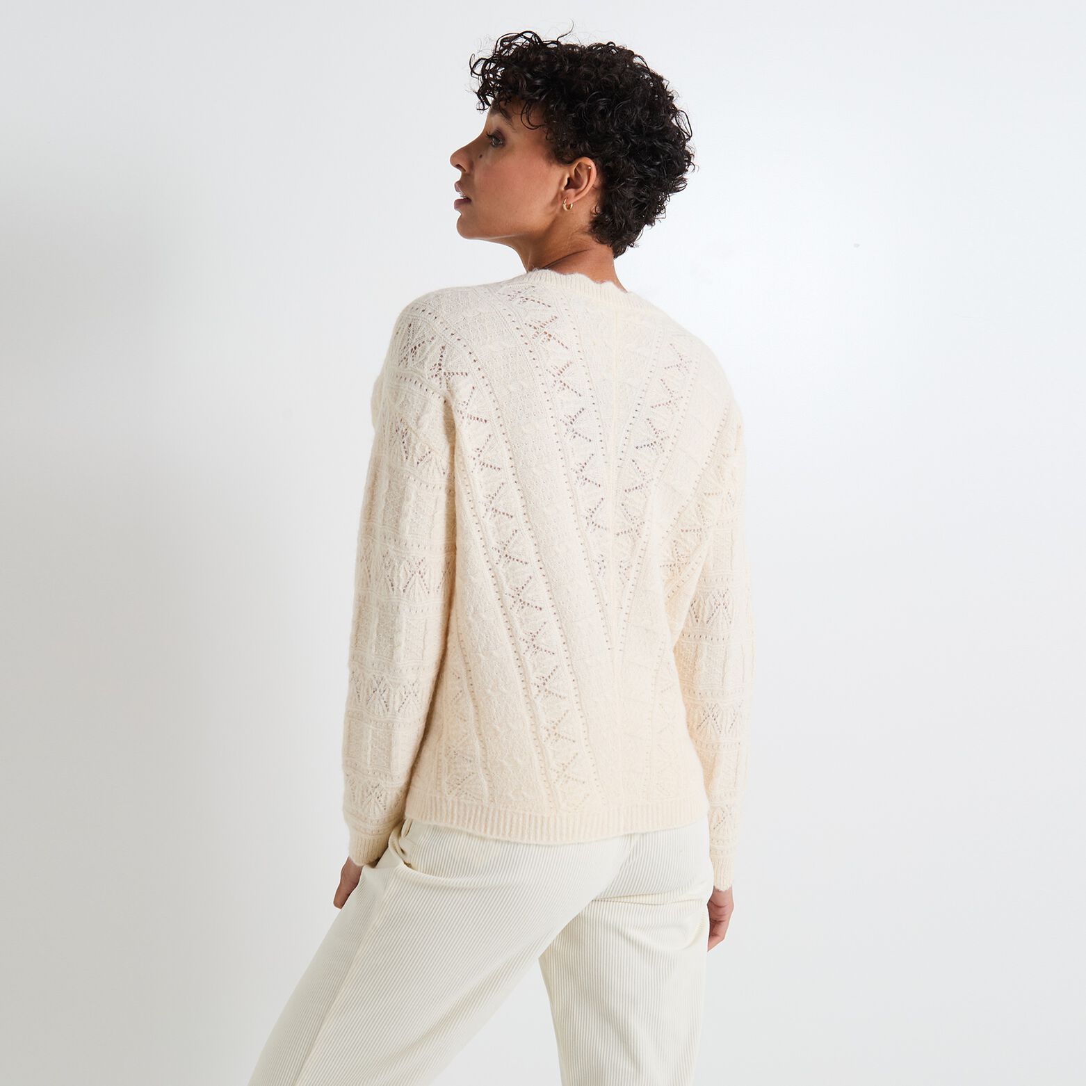 Pull col V femme
