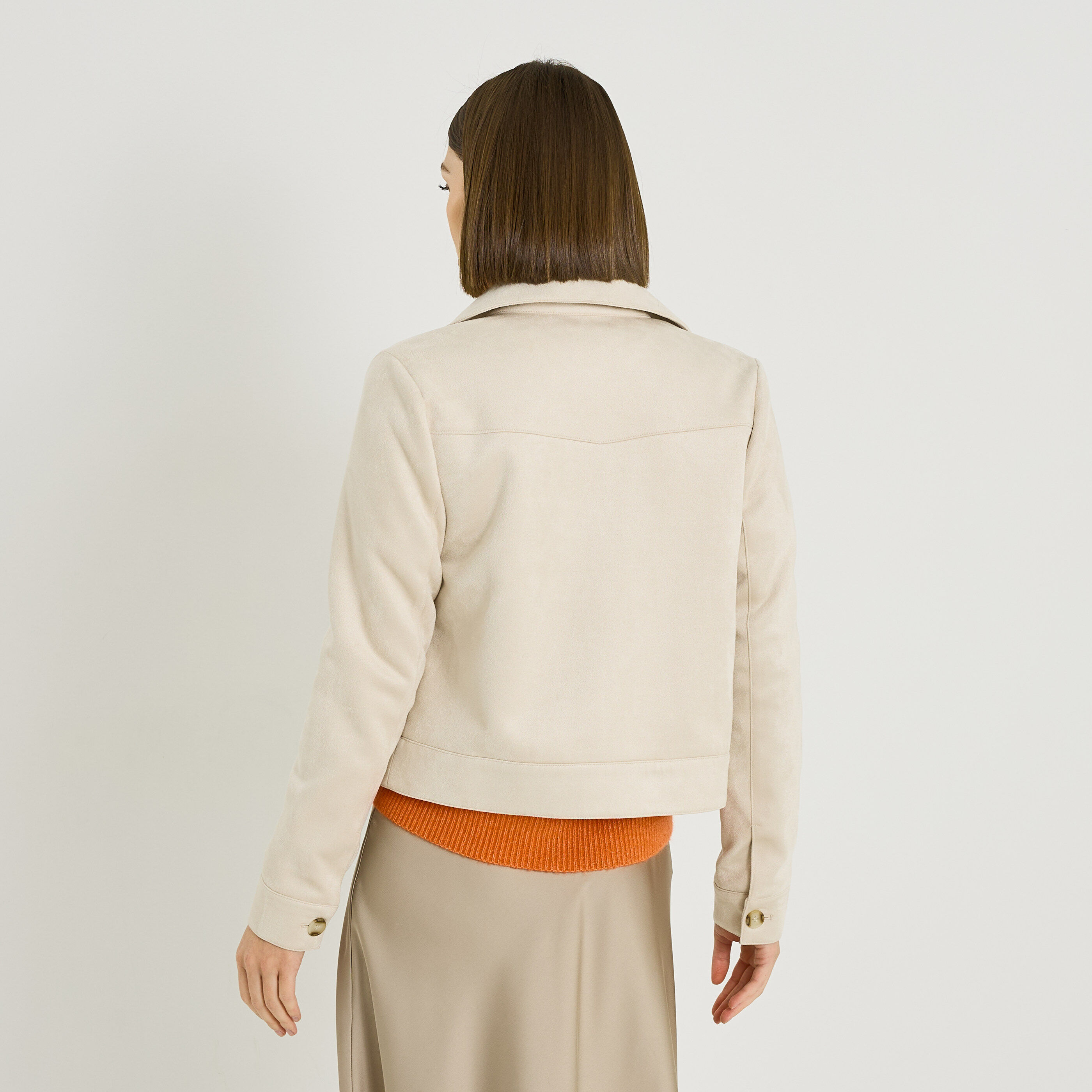 Veste en su&eacute;dine &agrave; col chemise femme