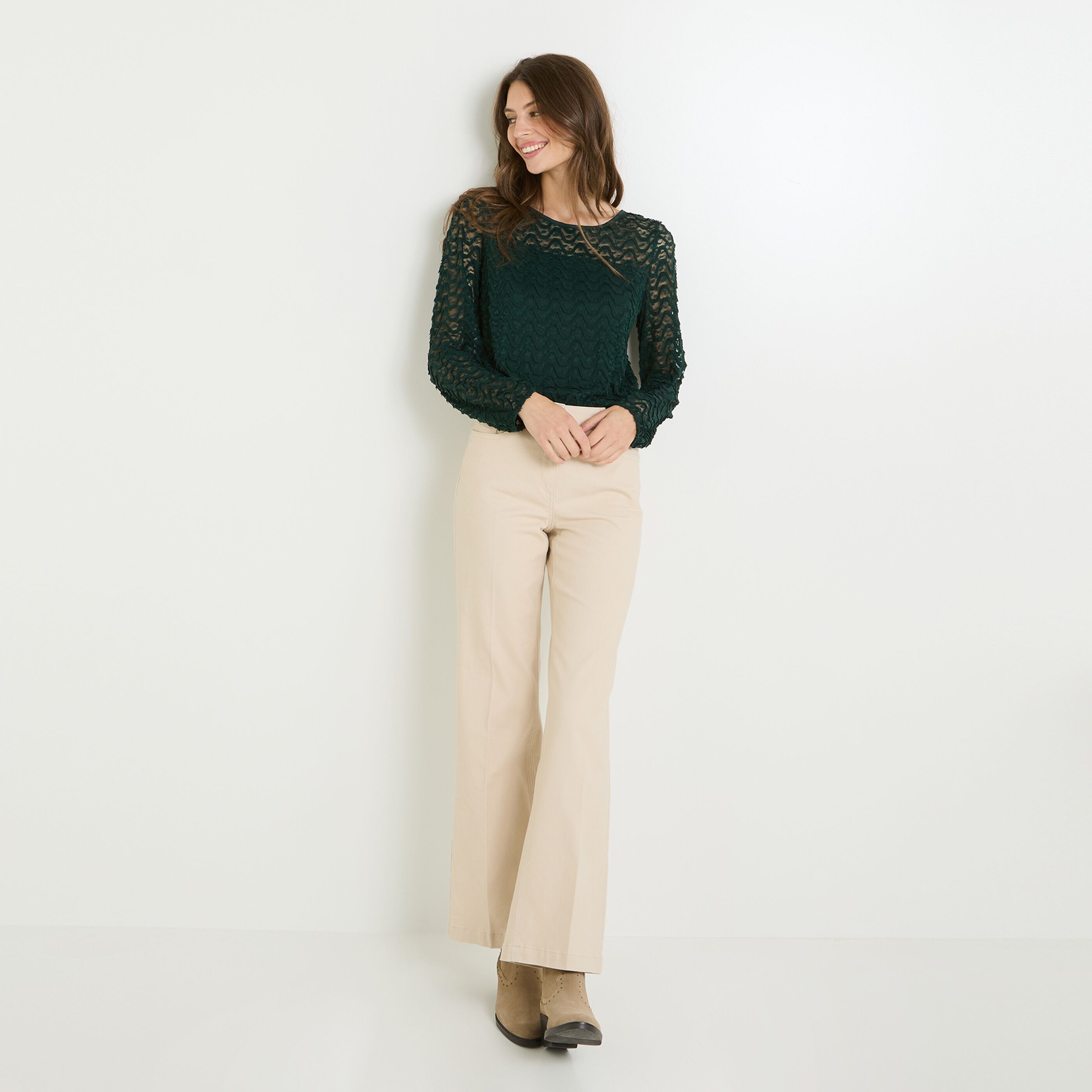 Blouse col rond femme