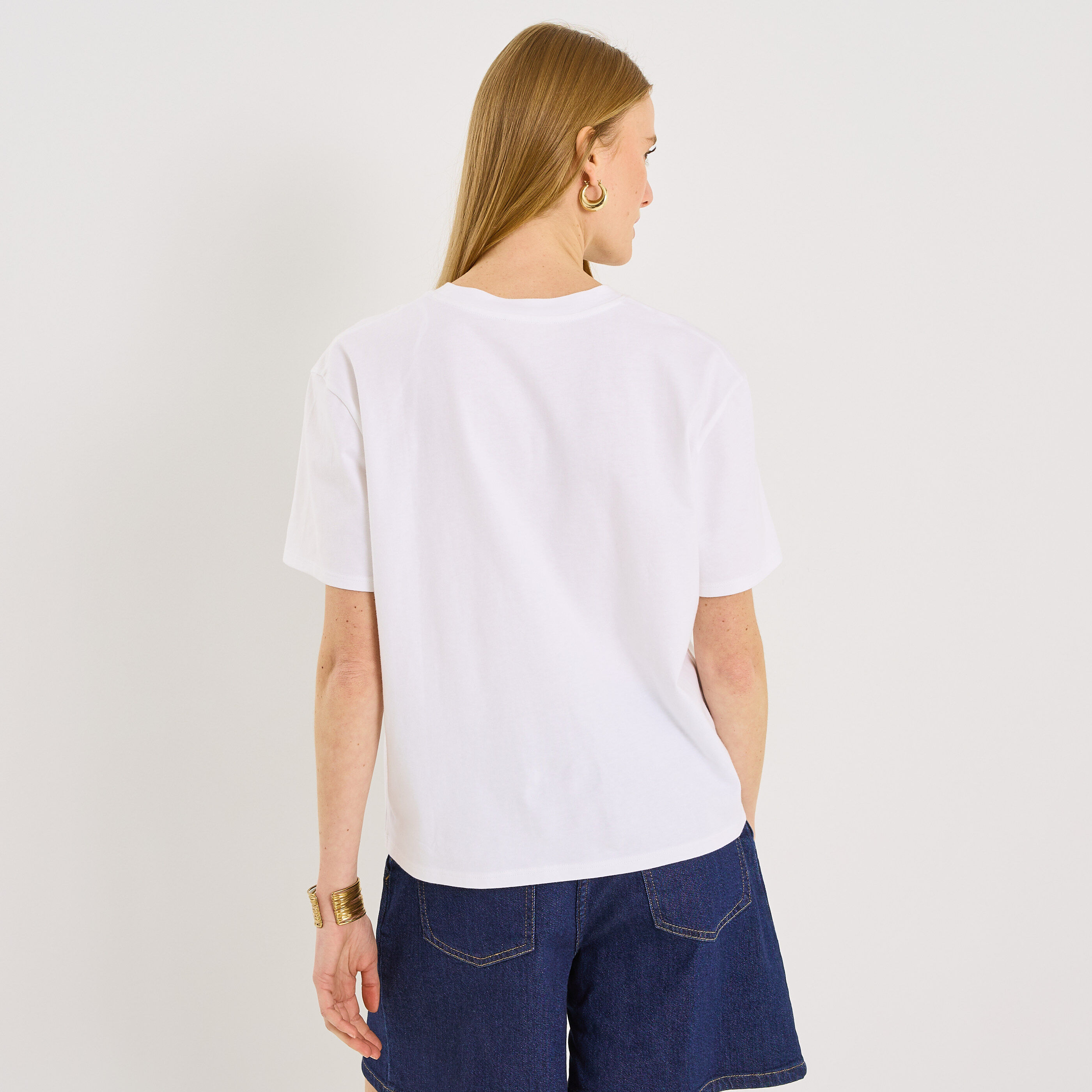 T-shirt col rond imprim&eacute; femme
