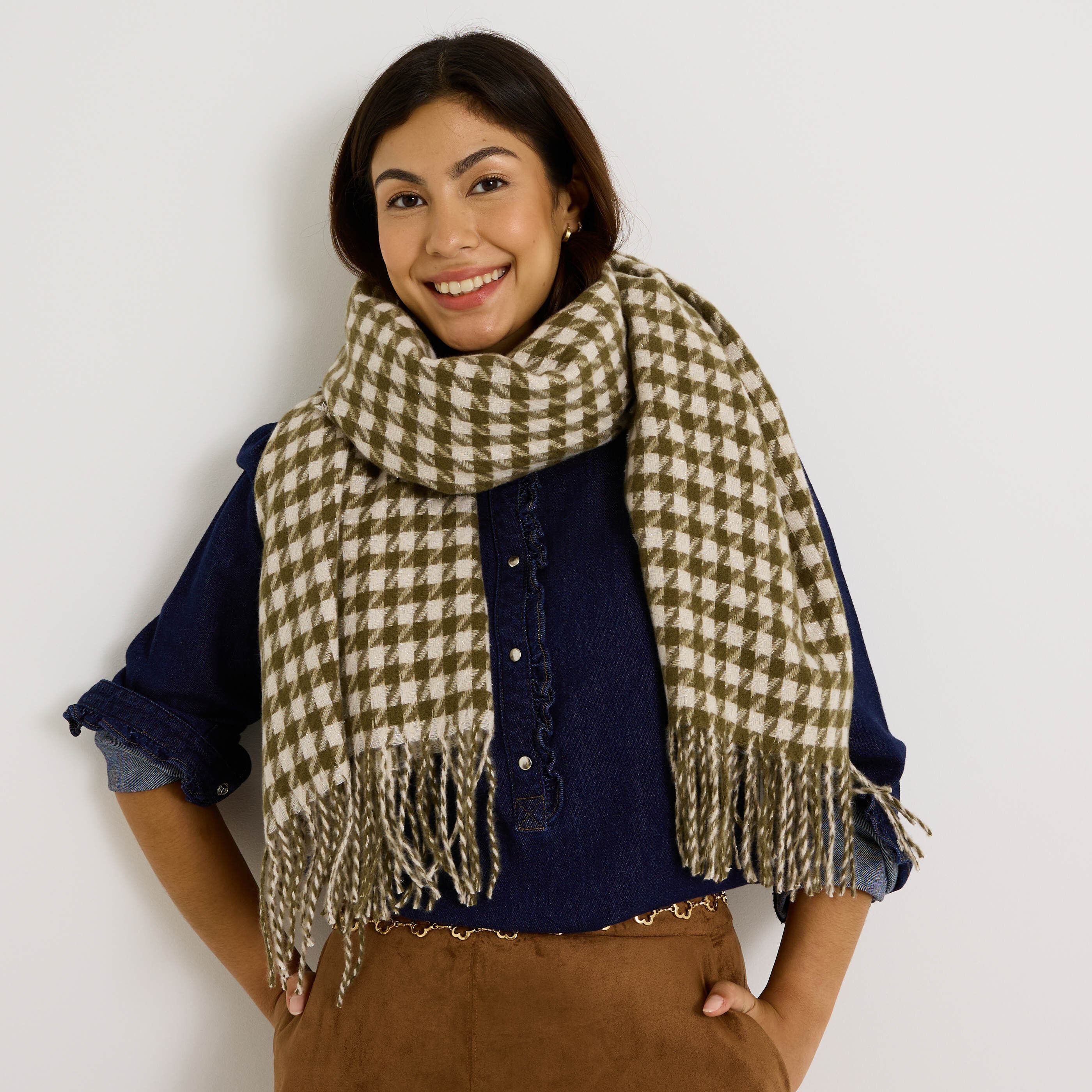 &Eacute;charpe motif pied-de-coq femme