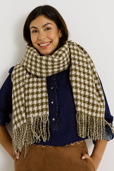 Écharpe motif pied-de-coq femme