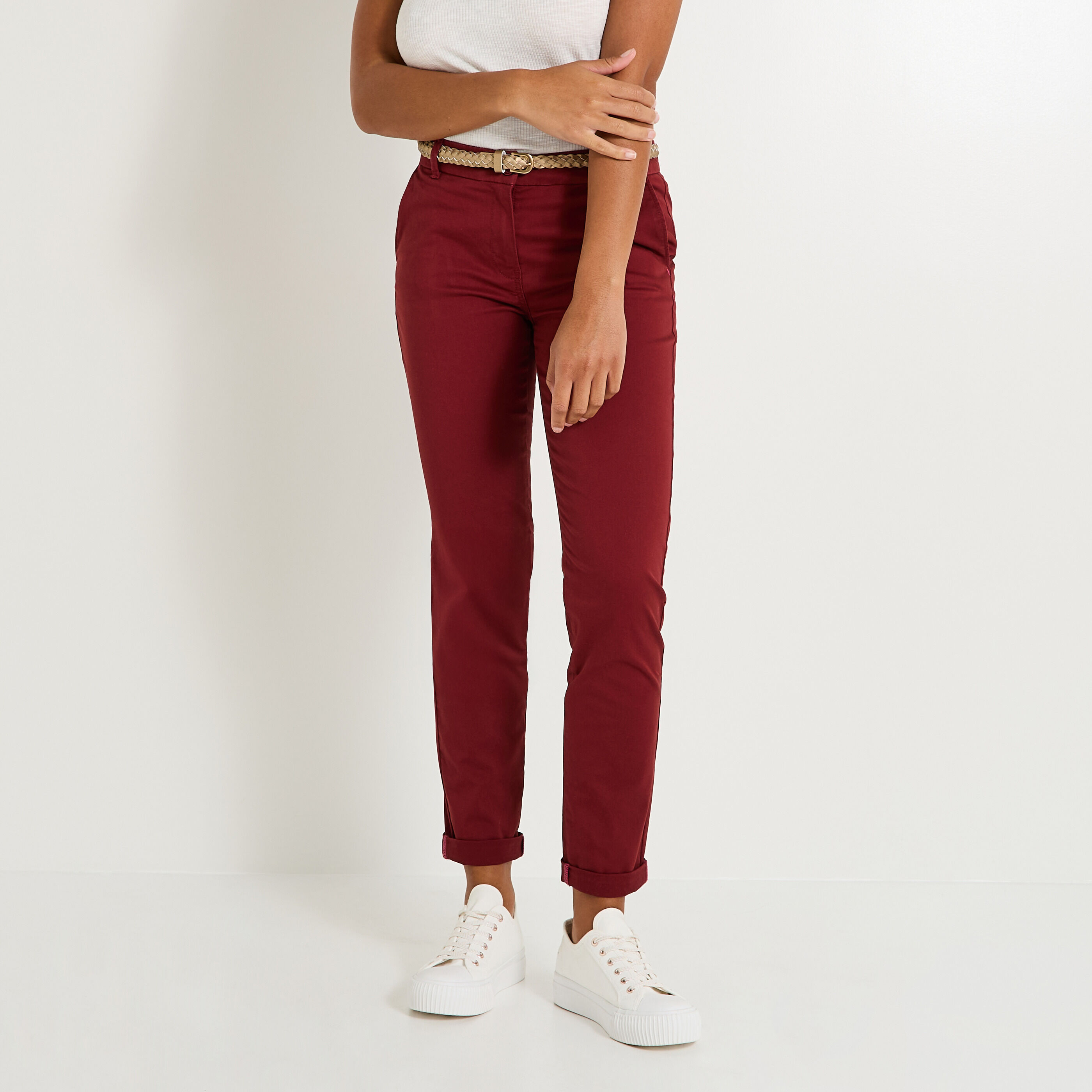 Pantalon chino avec ceinture femme