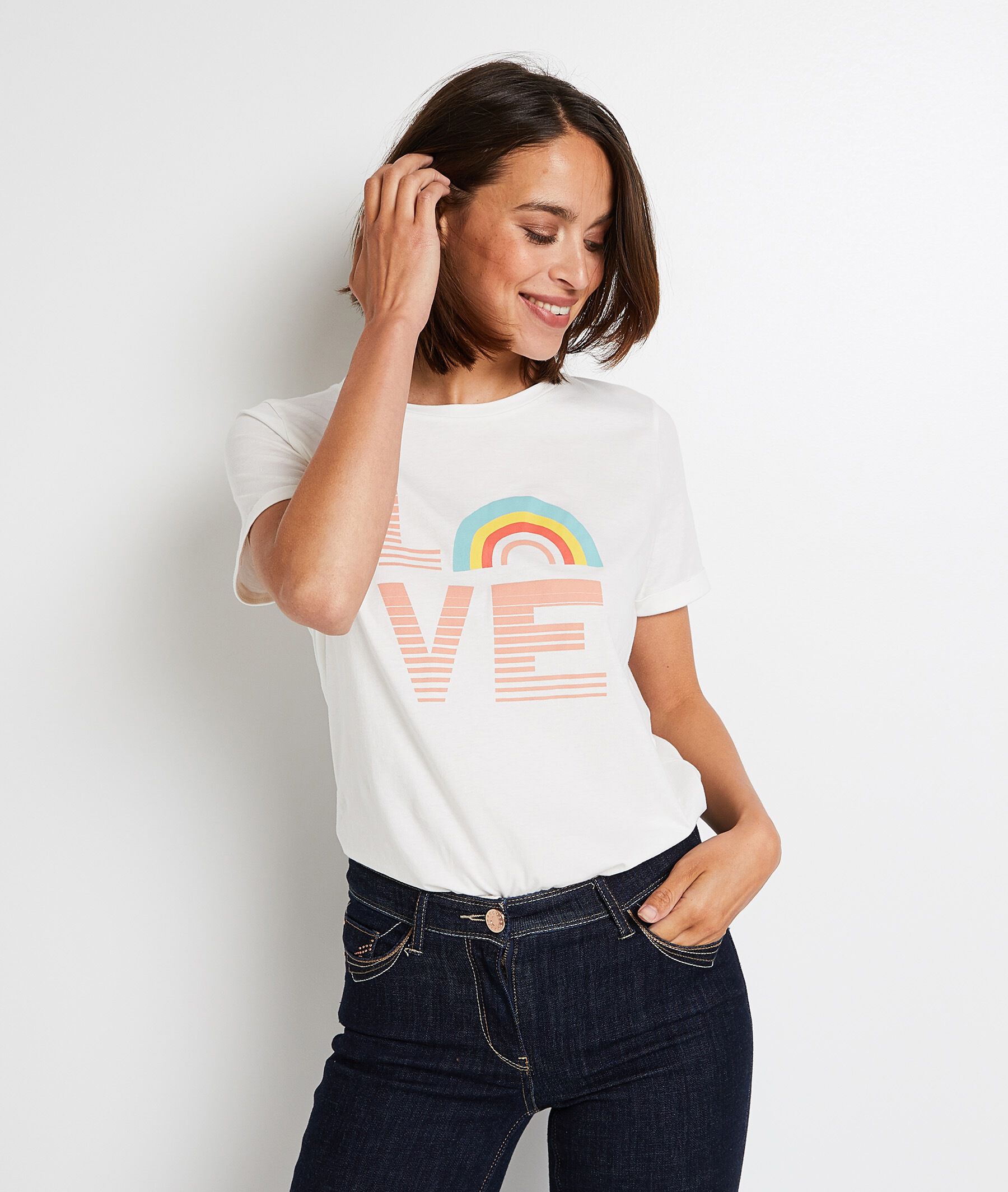 T shirt col rond imprim femme Graindemalice