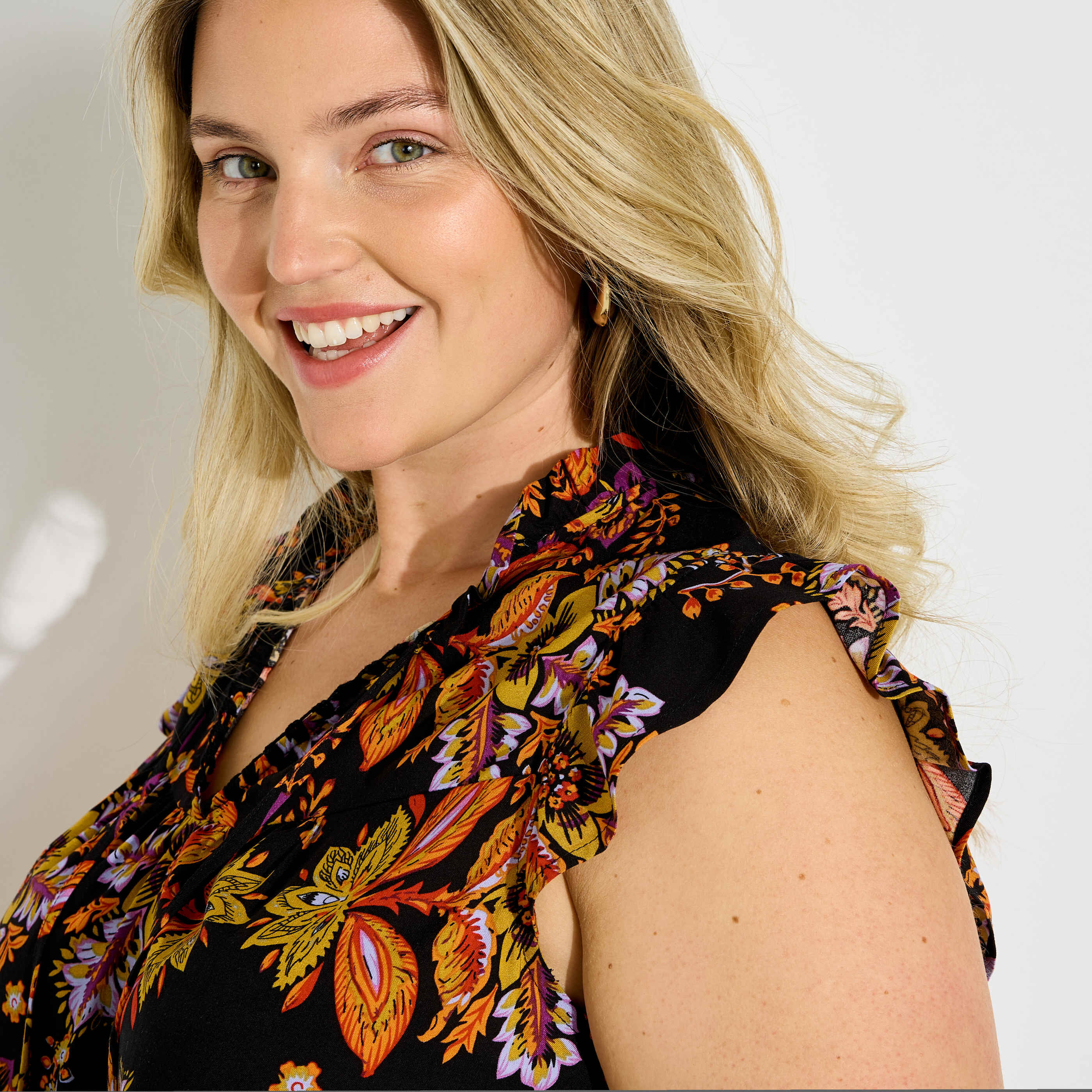 Blouse sans manches imprim&eacute; floral femme