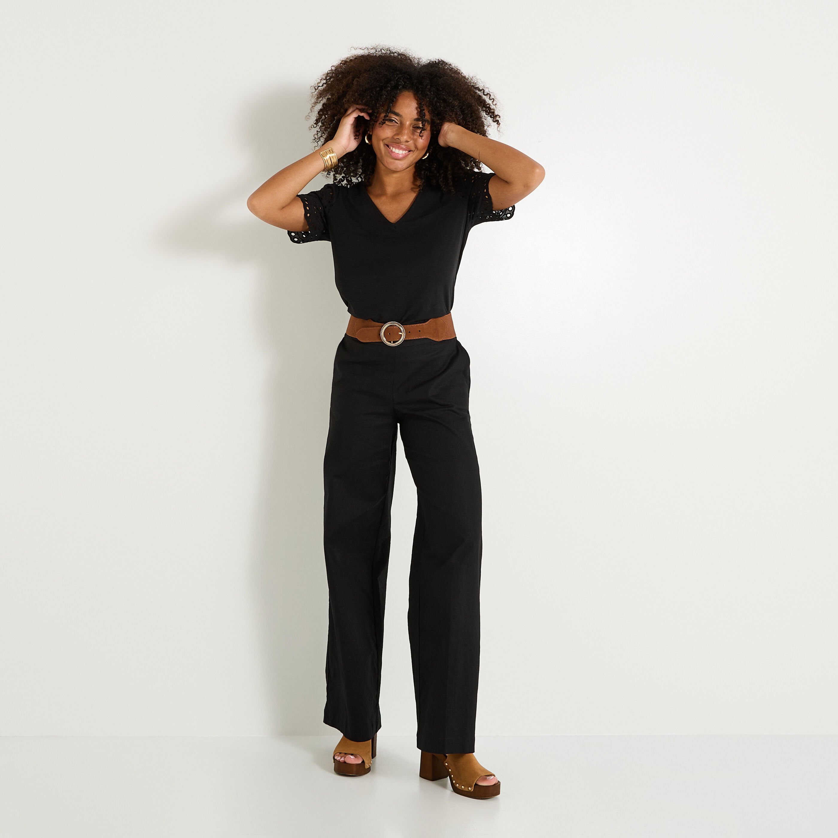 T-shirt manches volant&eacute;es femme