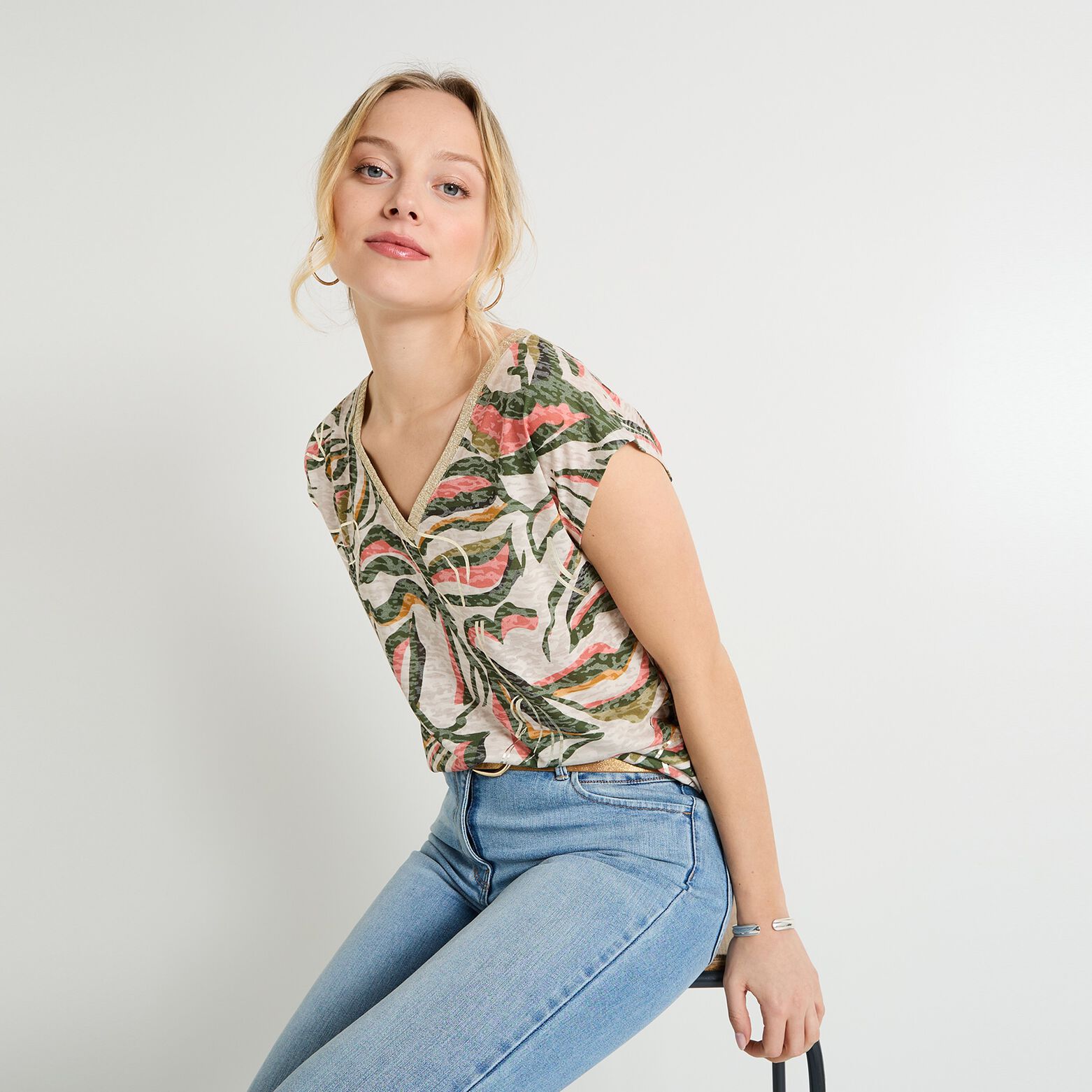 T-shirt col V femme