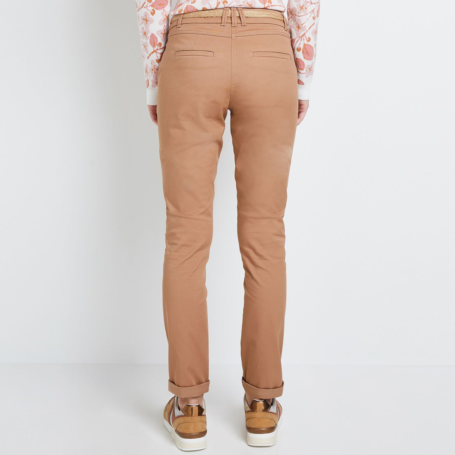 Pantalon chino avec ceinture femme CAMEL