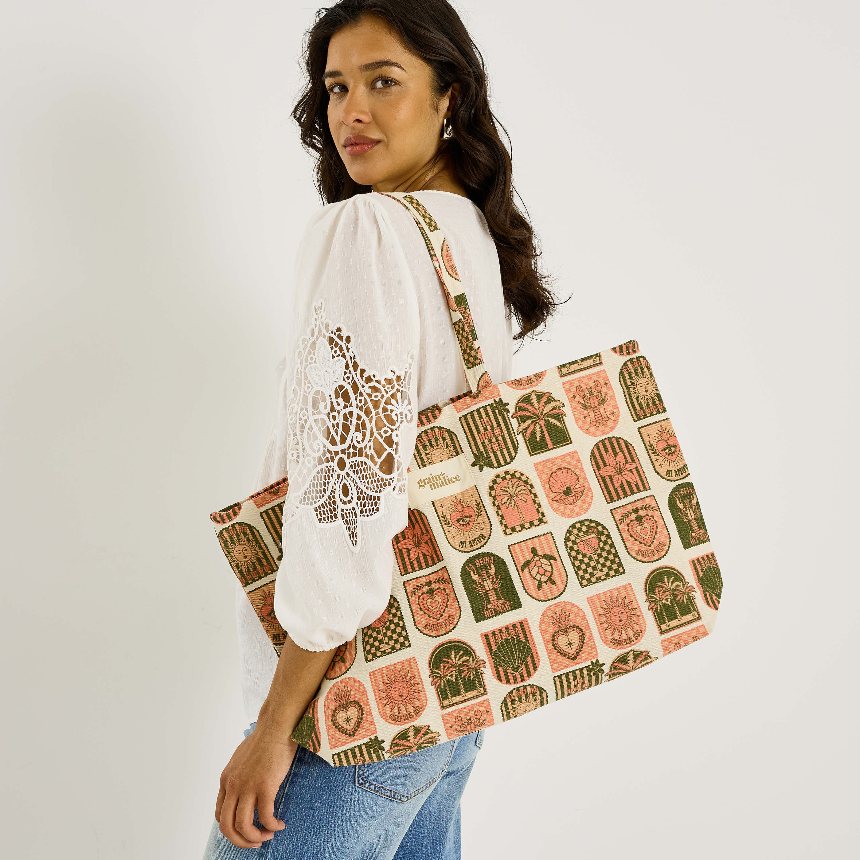 Tote bag imprim&eacute; graphique femme