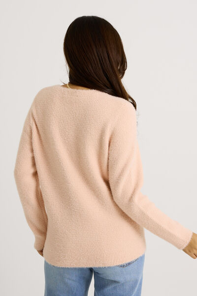 Pull fluffy à col rond femme