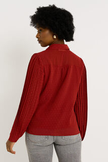 Chemise plumetis manches plissées femme