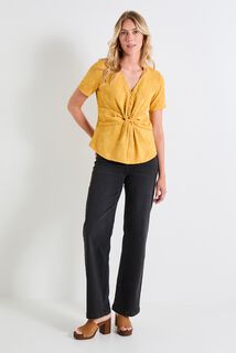 Blouse col V manches courtes femme