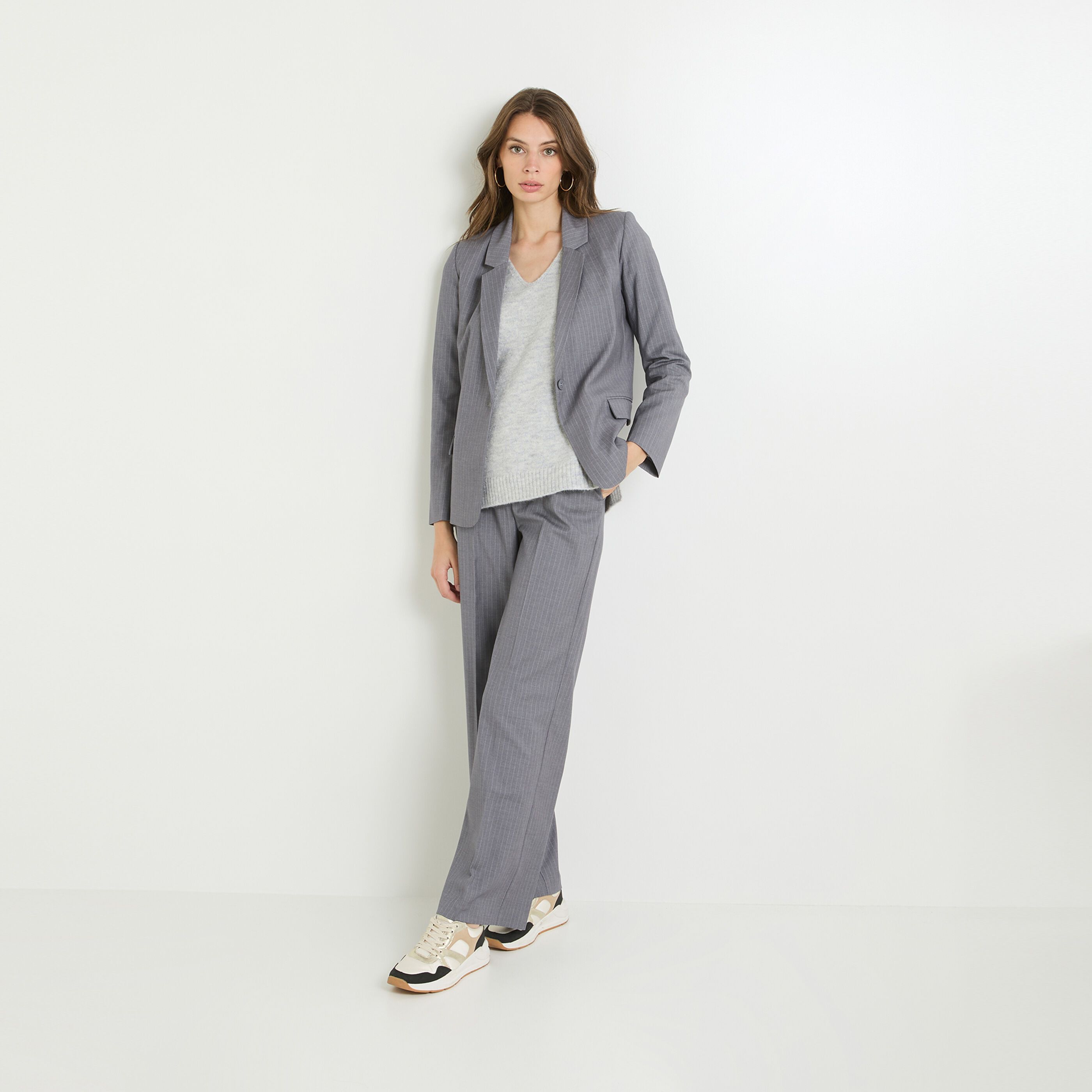 Veste col tailleur femme GRIS Graindemalice