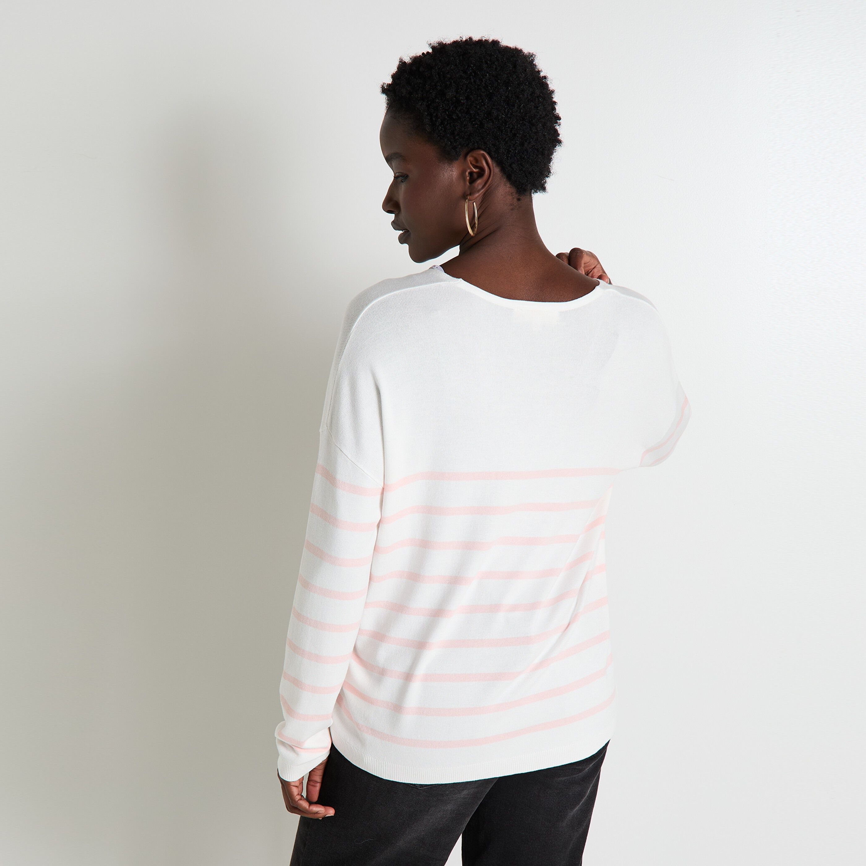 Pull col V femme