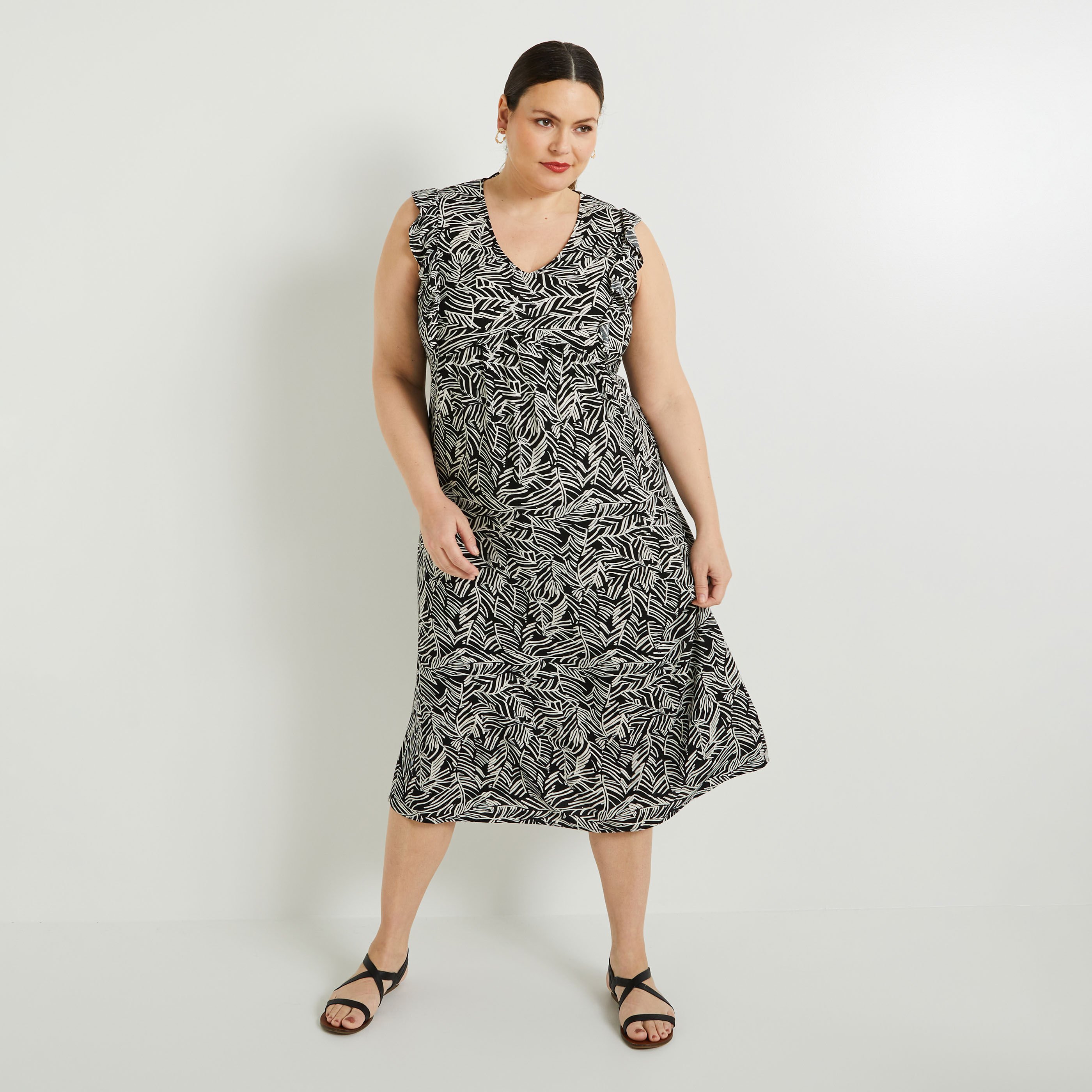 Robe longue imprim&eacute;e femme